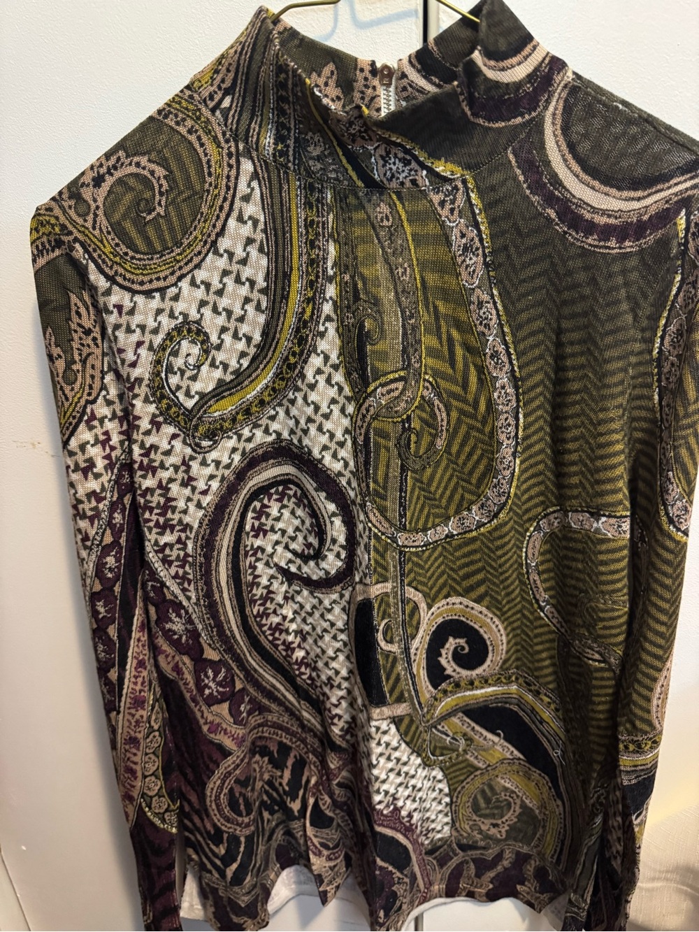 Olive Multi-Pattern women’s  Long Sleeve top